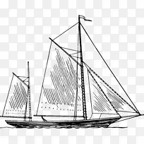 帆杆式桅杆剪贴画手绘帆船