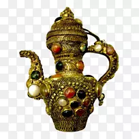 古董壶，水壶，宝石，古董