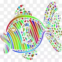 抽象艺术鱼类剪贴画-抽象彩色免费下载