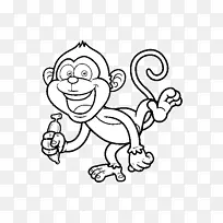 画卡通线条艺术猴子