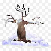 树木粗糙木质碎片冬季剪辑艺术树