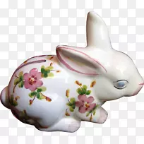小猪银行bmo harris银行瓷碟手绘兔