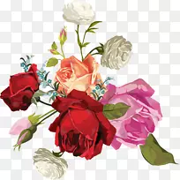 花园玫瑰、蜈蚣玫瑰、鲜花、花束、剪贴画-花