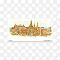 泰国翡翠佛寺素描册：一幅王国画像-泰国寺庙装饰