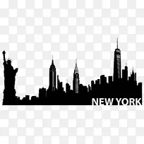 纽约新城天际线剪影壁画剪影
