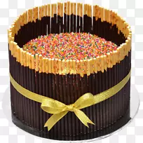 巧克力蛋糕托海绵蛋糕小馅饼洒花庆祝