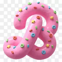 甜甜圈排版3D电脑图形字体粉红字体