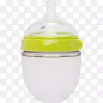 婴儿奶瓶婴儿玻璃塑料奶嘴一个放在一边的奶瓶