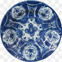 蓝色和白色陶器钴蓝和白瓷碗