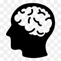 蓝色大脑投射人脑计算机图标-思维能力