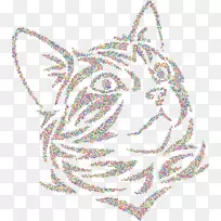 小猫毛刺猫画黑猫-五颜六色的点