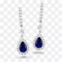 蓝宝石耳环珠宝钻石订婚戒指-奢华
