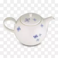 壶碟杯茶壶陶瓷散落花瓣