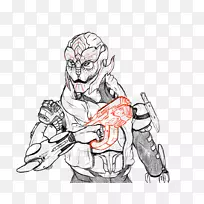 大众效应3画扇艺术素描-自学农民