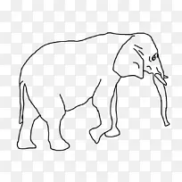 非洲象线艺术亚洲象剪贴画-大象剪贴画