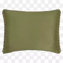 投掷枕头垫绿色长方形-亚麻布