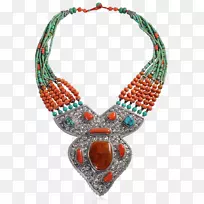 绿松石耳环项链红珊瑚首饰银项链