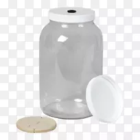 食品储存容器盖塑料玻璃.两个玻璃瓶