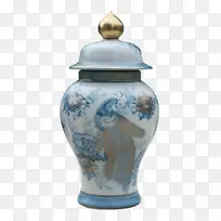 蓝白色陶器Imari陶瓷罐