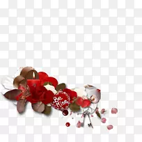 花园玫瑰画框硼迪拉剪贴画-创意圣诞花环