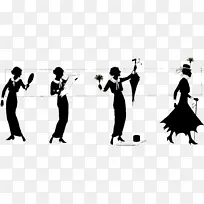 女性剪影-女性绘画-男女之间的舞蹈
