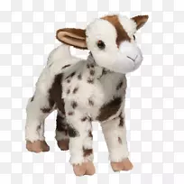 侏儒山羊盎格鲁-努比亚山羊g是为山羊填充动物&可爱的玩具毛绒棕色长毛绒玩具。