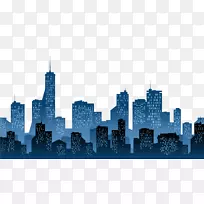 城市：天际线剪影剪贴画-现代城市