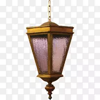 紫色天花板-古董灯笼