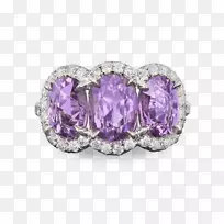 紫水晶耳环蓝宝石
