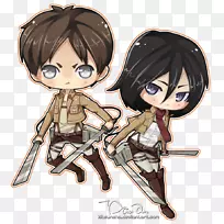 Eren Yeager Mikasa Ackerman Armin arlert攻击泰坦绘图-攻击泰坦