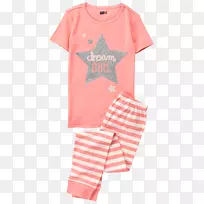 粉红色束腰t恤帽婴儿和蹒跚学步的孩子一件-睡衣细节