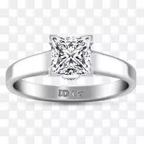 钻石结婚戒指公主切割订婚戒指-纸牌戒指