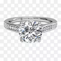 订婚戒指钻石切割亮铂戒指