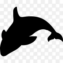 剪影动物虎鲸剪贴画-自然海洋动物鲸