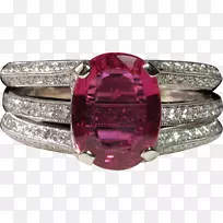 红宝石订婚戒指结婚戒指手绘钻石戒指