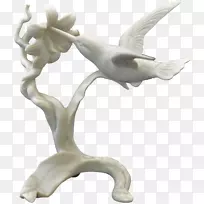 蜂鸟雕像双瓷雕塑-鸟