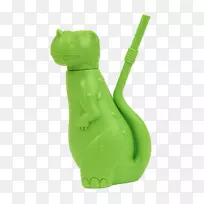绿色恐龙吸管杯红色恐龙