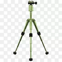 三脚架球头单镜头反射式照相机摄影.带发亮的绿色透镜