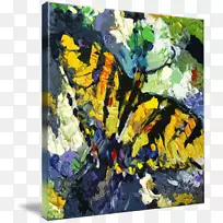 现代艺术开花植物静物-光滑的蝴蝶