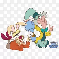 三月兔，疯狂的帽匠，睡鼠，爱丽丝剪辑艺术-爱丽丝在仙境