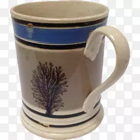 咖啡杯，陶器，橡树陶器，青花瓷