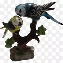 鹦鹉雕像梅森瓷-青花瓷