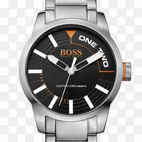 雨果老板橙色纽约手表时尚石英钟表