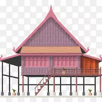 泰国传统房屋屋顶高耸房屋建筑-房屋