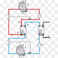 图表热泵和制冷循环系统原理图-冰箱