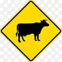 牛只警告标志交通标志路牲畜-牛
