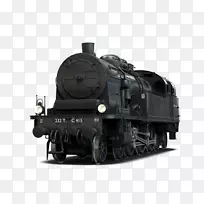火车蒸汽机轨道运输机车蒸汽机