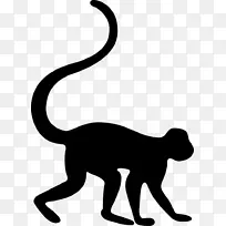 猴子剪影剪贴画-猴子