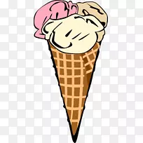 冰淇淋锥，华夫饼夹艺术-薄煎饼剪贴画