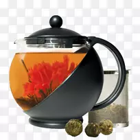 花茶绿茶茶壶灌装.深红色漆器陶器茶壶